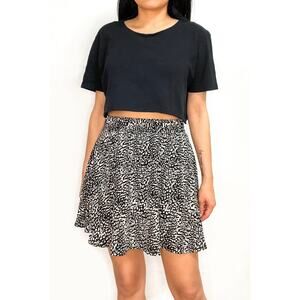 Black and Off White Leopard Print Mini Skirt Extra Small